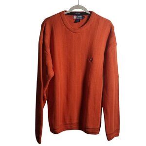 Vtg Ralph Lauren X Chaps Hand Frame Herringbone Men's Cotton Orange Sweater Sz L